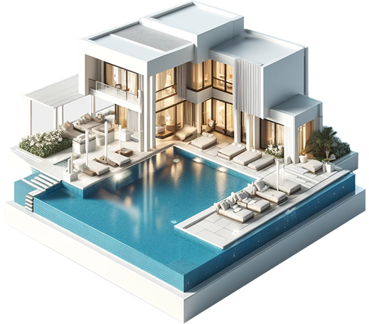Render di una piscina con Trattamento acquatico automatico - Esa Italy Piscine